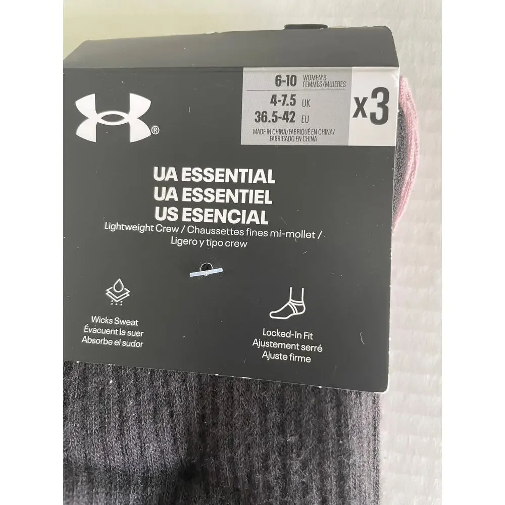 UNDER ARMOUR WOMENS 3 PAIR LIGHTWEIGHT MID CREW SOCKS NEW
